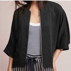 Cartonnier Anthropologie Black Zip Drape Batwing Blazer